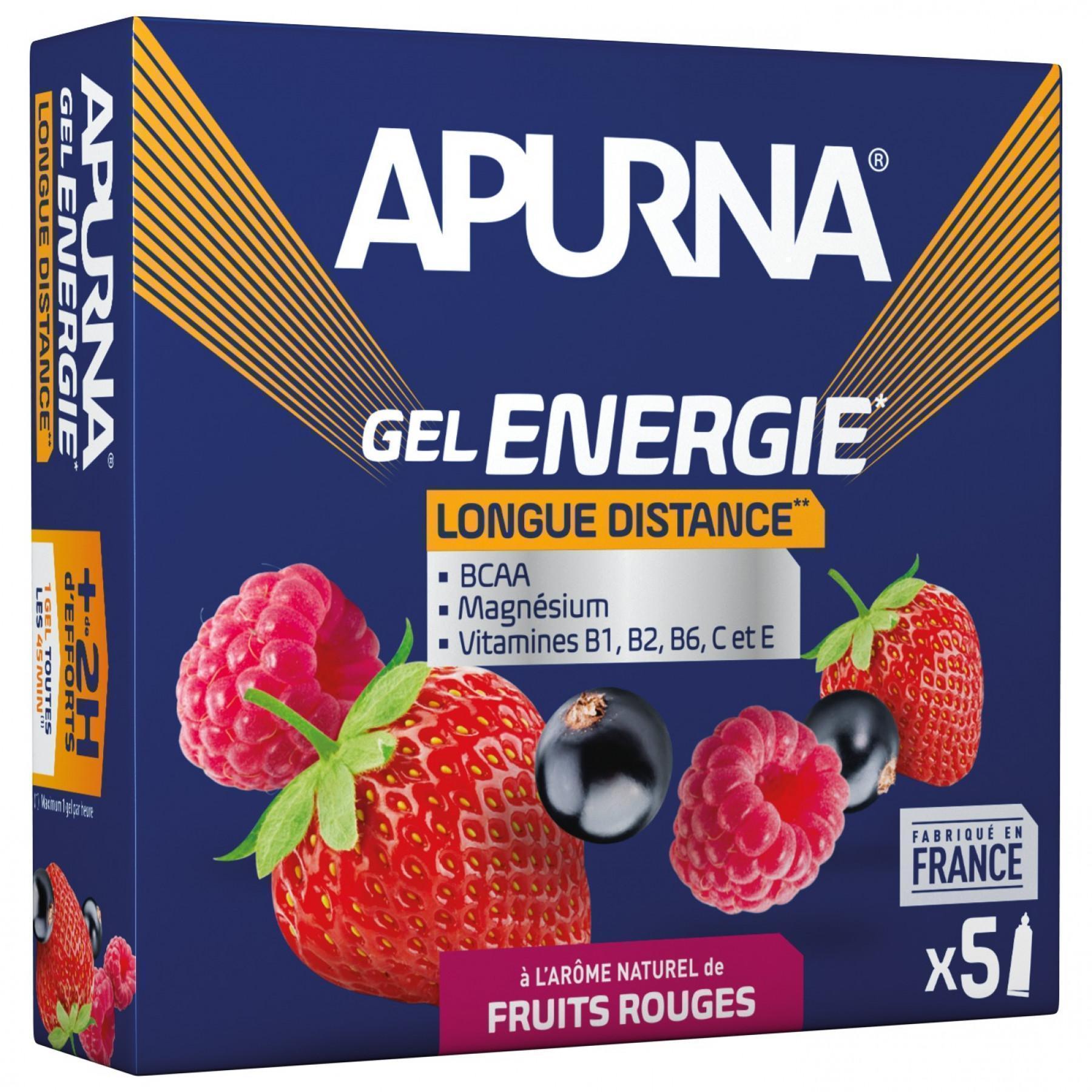 Set van 5 gels Apurna Energie Longue Distance Fruits Rouges - 35g