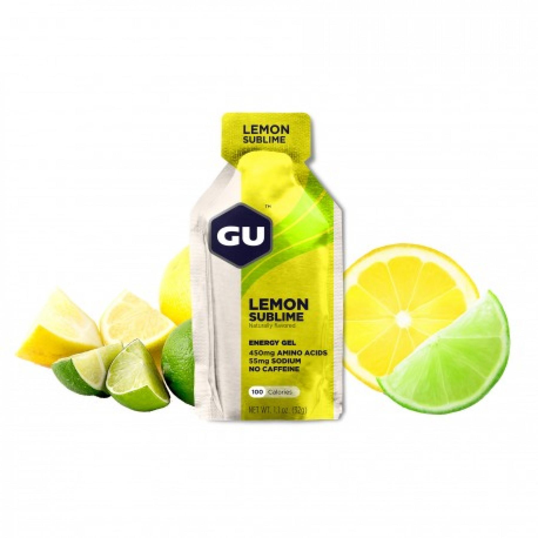 Set van 24 gels Gu Energy citron intense sans caféine