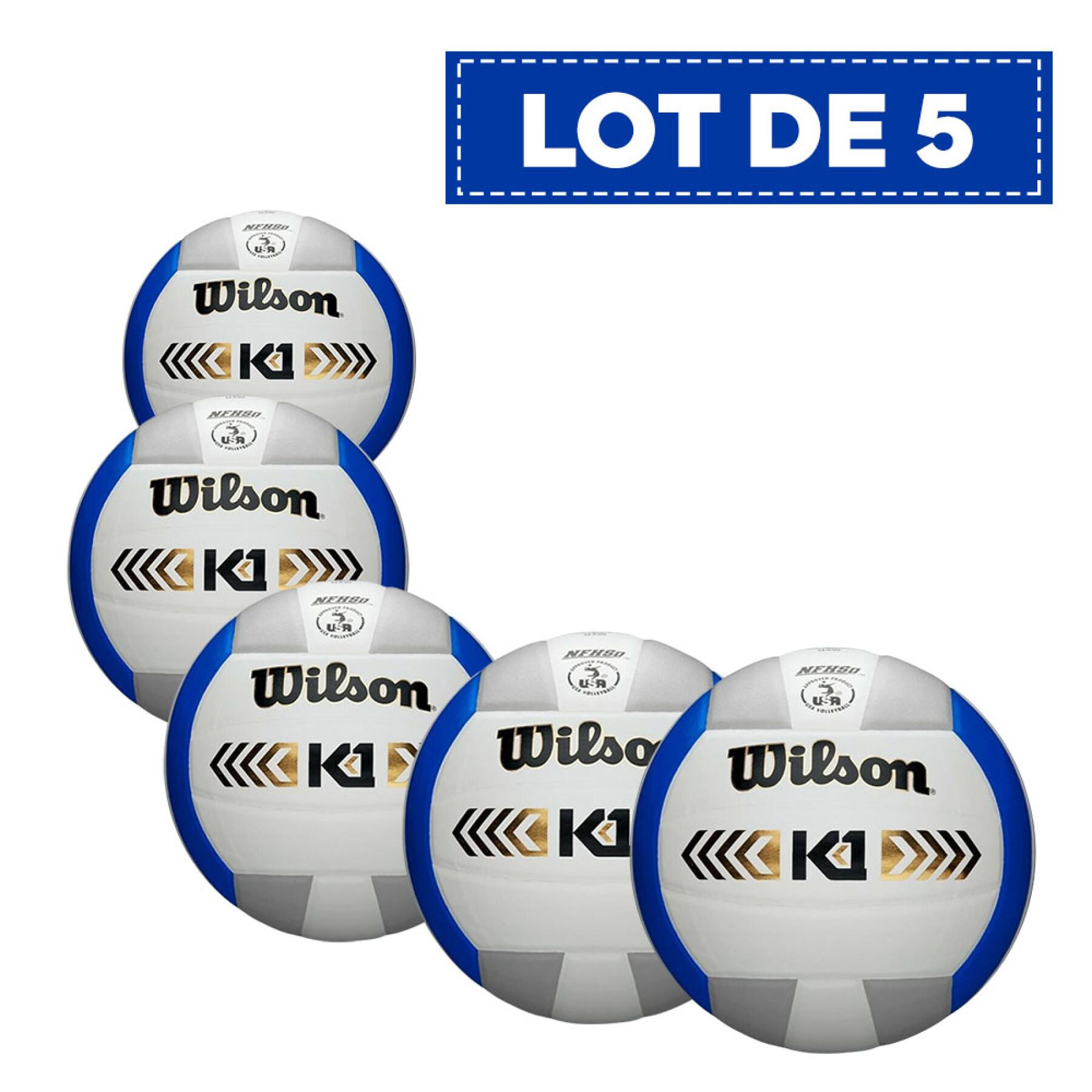 Set van 5 volleyballen Wilson K1 Gold [Taille 5]