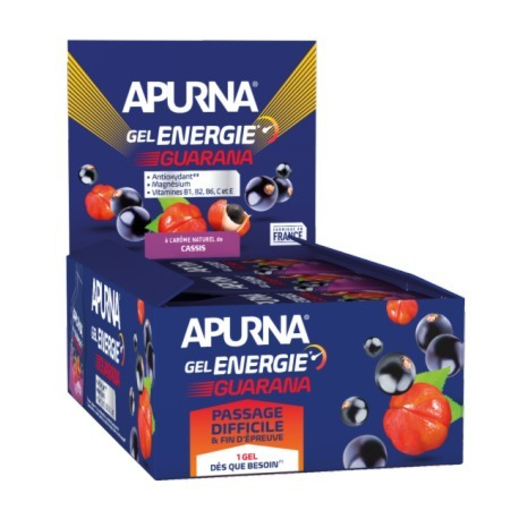 Set van 24 gels Apurna Energie guarana cassis - 35g